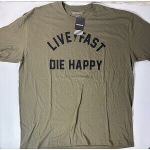 NWT Fasthouse 3XL XXXL Live Fast Die Happy Motorcycle Tee Military Green T shirt